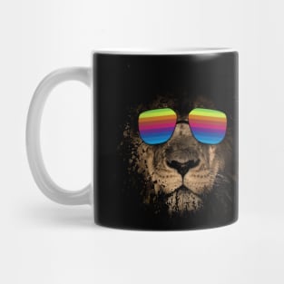 Lion with rainbow glasses Mug